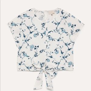 Aritzia Quain Floral Tie Blouse
